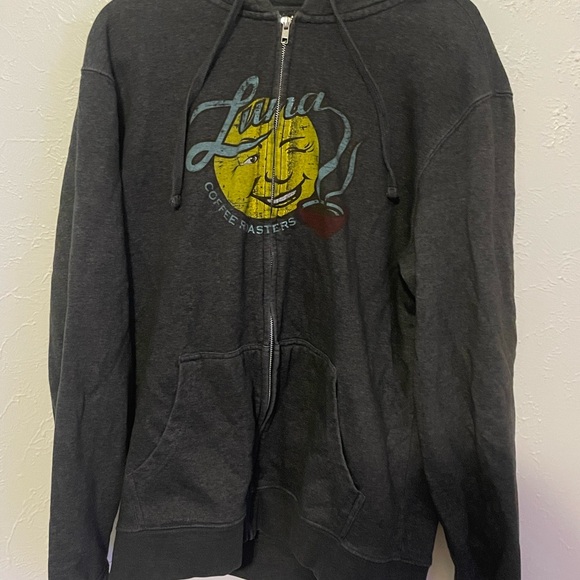 District Other - Luna Coffee Roasters Zip Up Hoodie District Brand Large Charcoal Gray Graphic